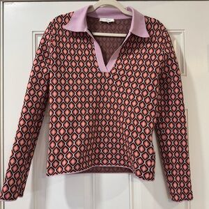 Boutique Böhme Size M Geometric Collared Sweater Top